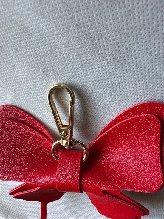 Lovely Bag Charm or Keychain - Red Butterfly Vegan Leather Gold Hardware NWT - Picture 5 of 8
